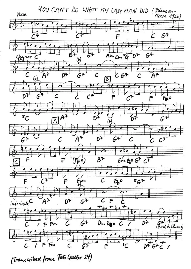 you can't do what my last man did free jazz leadsheet - Courtesy of the Jungle Jazz Band